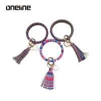 Personality Women Tassel Leather Bracelets Key Set Chain Logo Circle Bracelet